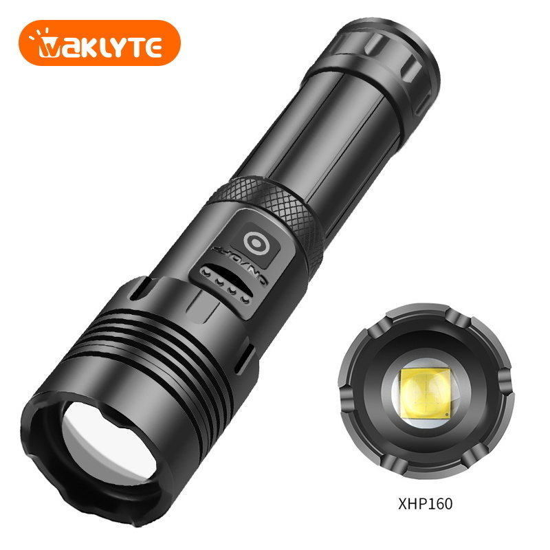 Camping Rechargeable Lithium Battery Long Beam Range  Led Zoom Flashlight