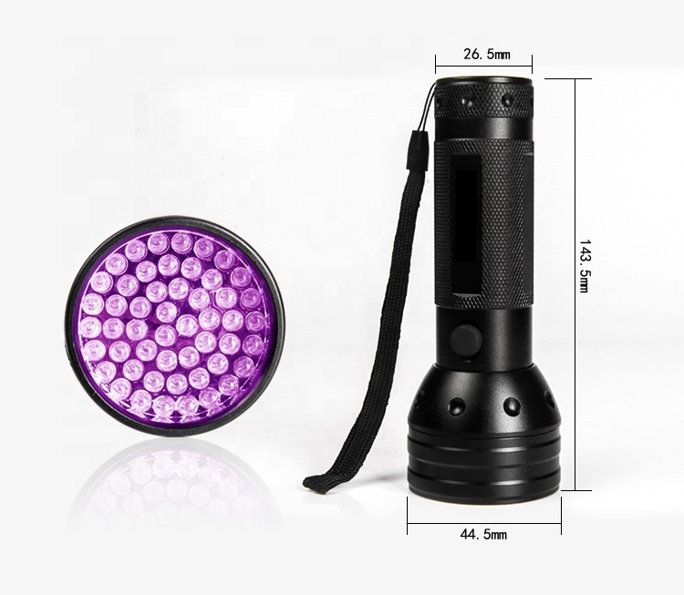 Ultraviolet Led Flashlight for Pet Urine and Cat moss  Detect  Aluminum Industrial UV 390nm-395nm 51 Leds