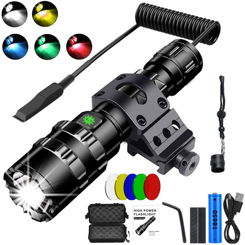 T6 or L2 Hunting Compact Smart Multi Function Led Rechargeable Tactical Flashlight Outdoor Charging Tactical Helmet Flashlight