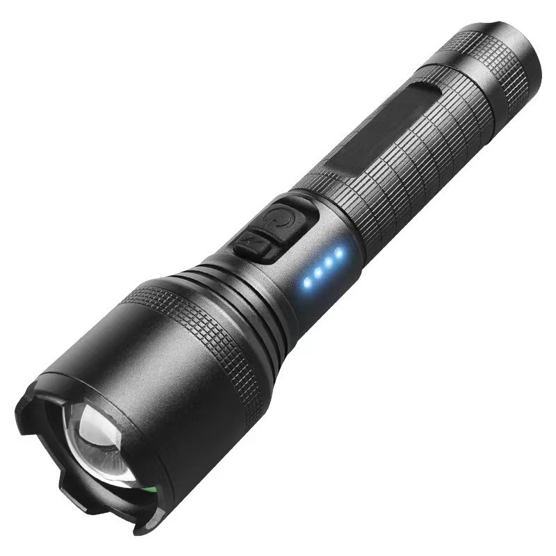 New LED Flashlight Zoomable Type C Rechargeable Power Display Tactical Flashlight P50 High Power Aluminum Alloy Camping 60 80