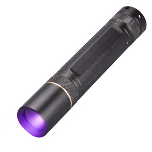 5W Ultraviolet Torch Money Inspection Mini UV Flashlight Aluminum Alloy Wholesale Fluorescent Agent Detection 365nm Black 90 100