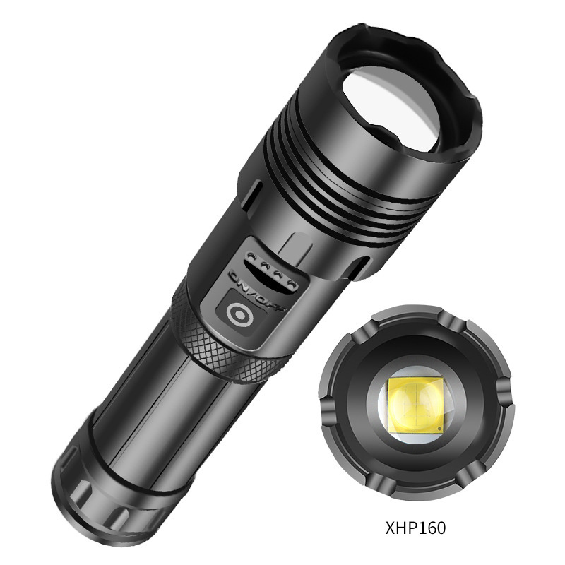 Camping Rechargeable Lithium Battery Long Beam Range  Led Zoom Flashlight