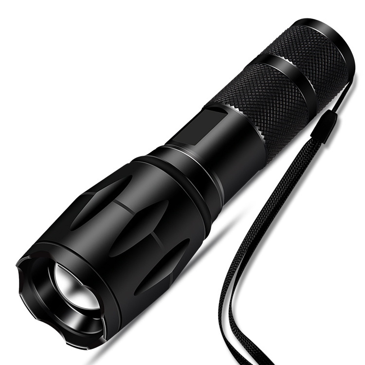 Factory Who LED Flashlight 1000m Long Range Torch Light Flashlight Zoom Best High Power 18650 or AAA Battery Aluminum 3.7V Black