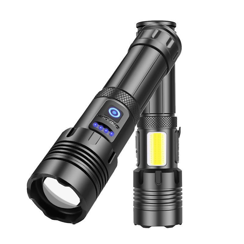 Camping Rechargeable Lithium Battery Long Beam Range  Led Zoom Flashlight