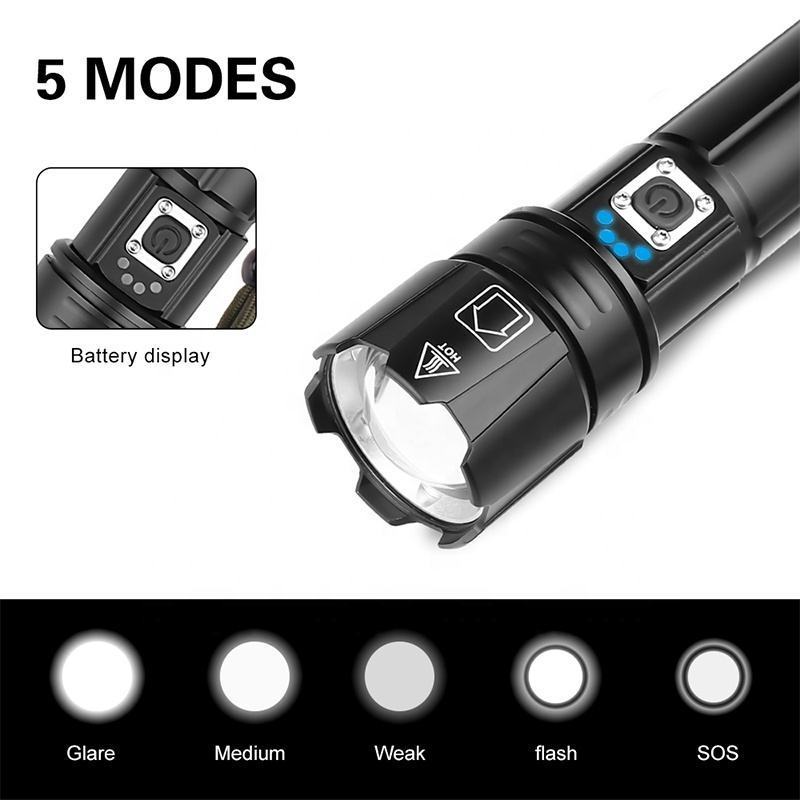 USB Outdoor Powerful Rechargeable Led Flashlights Torch P50/P70 High Powered Flashlight