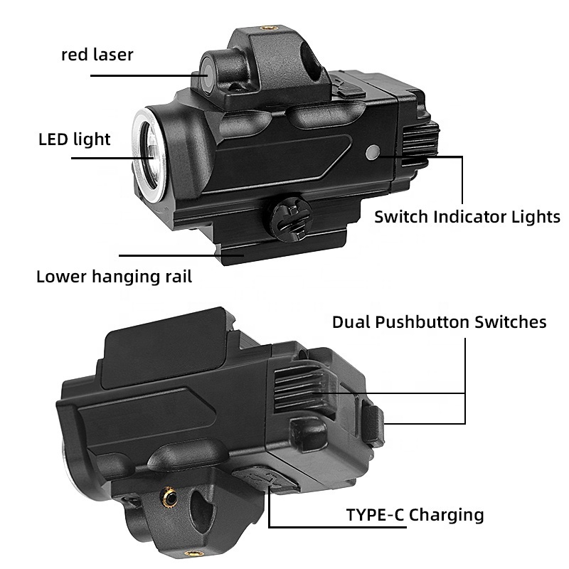 USB rechargeable Mini tactical Flashlight with Red laser