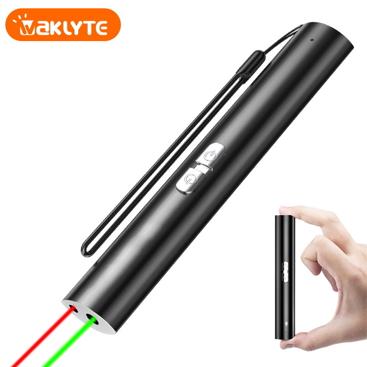 Cat Toy Laser Teaser wand Aluminum Alloy Rechargeable Mini Flashlight Convenient Red And Green Light Pointer