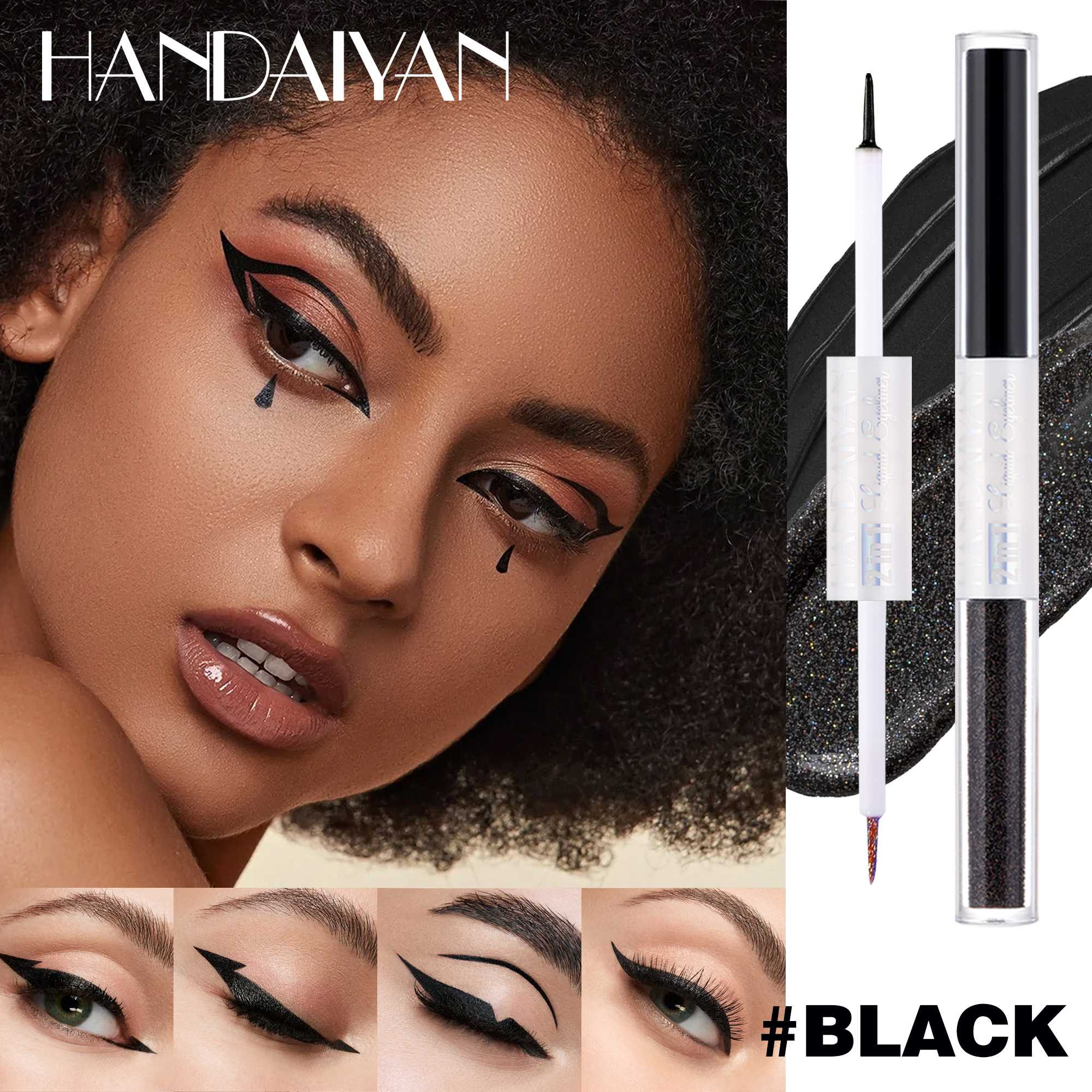 HANDAIYAN Eyeliner Makeup Double Head Eyeliner Extremely Fine Long-lasting Waterproof Brightening Eyeliner Pencil Cosmetics Set