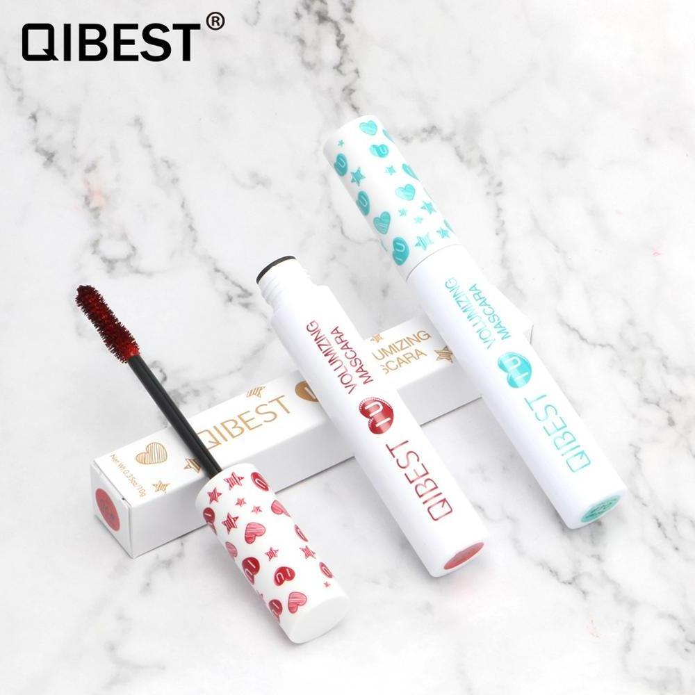 QIBEST 7 Colors Mascara Red Blue Yellow Purple Cream Thick Curling Lengthening Eyelash Extension Waterproof 4D Mascara