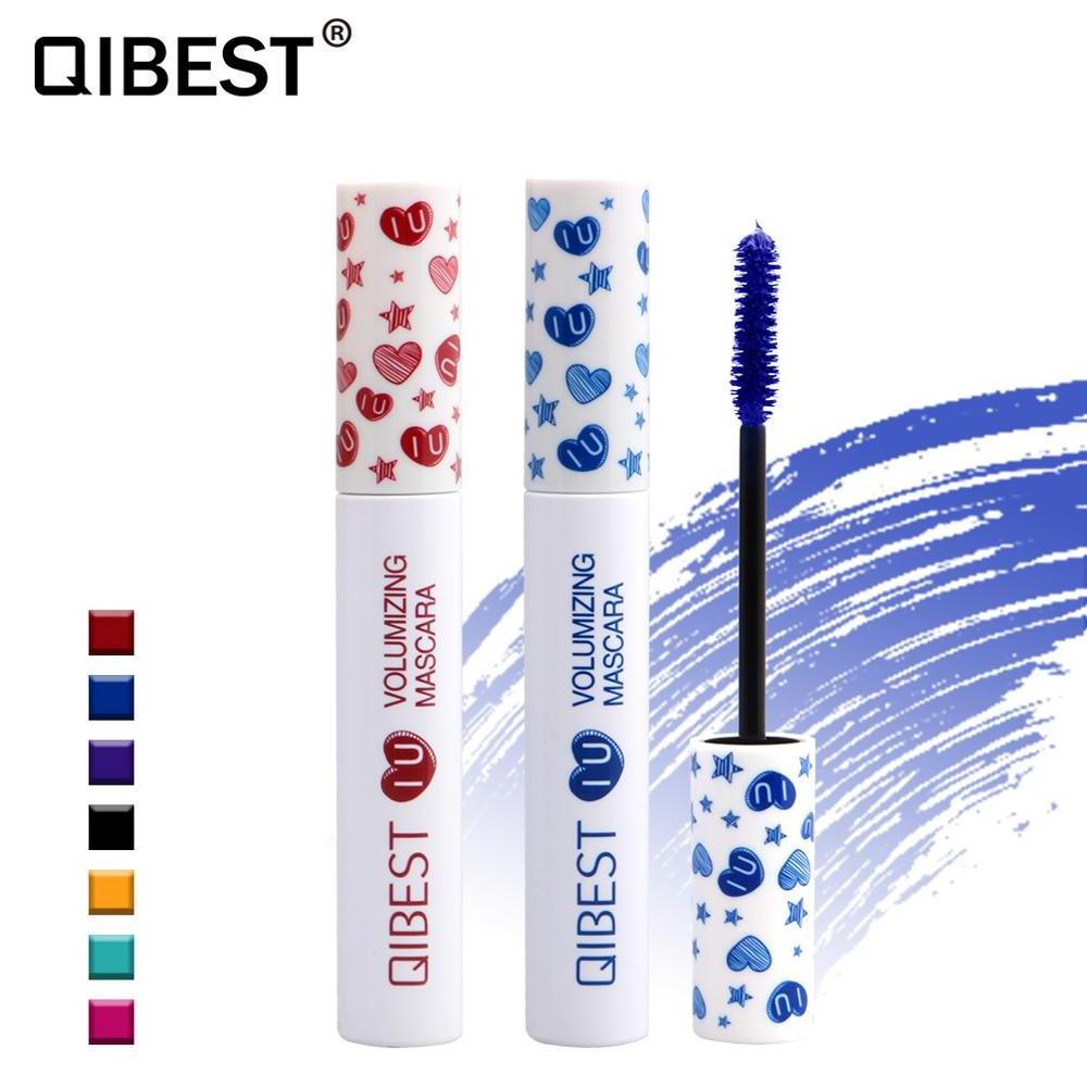 QIBEST 7 Colors Mascara Red Blue Yellow Purple Cream Thick Curling Lengthening Eyelash Extension Waterproof 4D Mascara