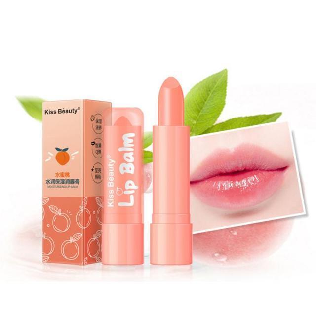 Kiss Beauty Peach Lip Balm Moisturizing Hydrates Long-lasting Lip Care Tools Make up Cosmetics Lipstick Waterproof Stick Female