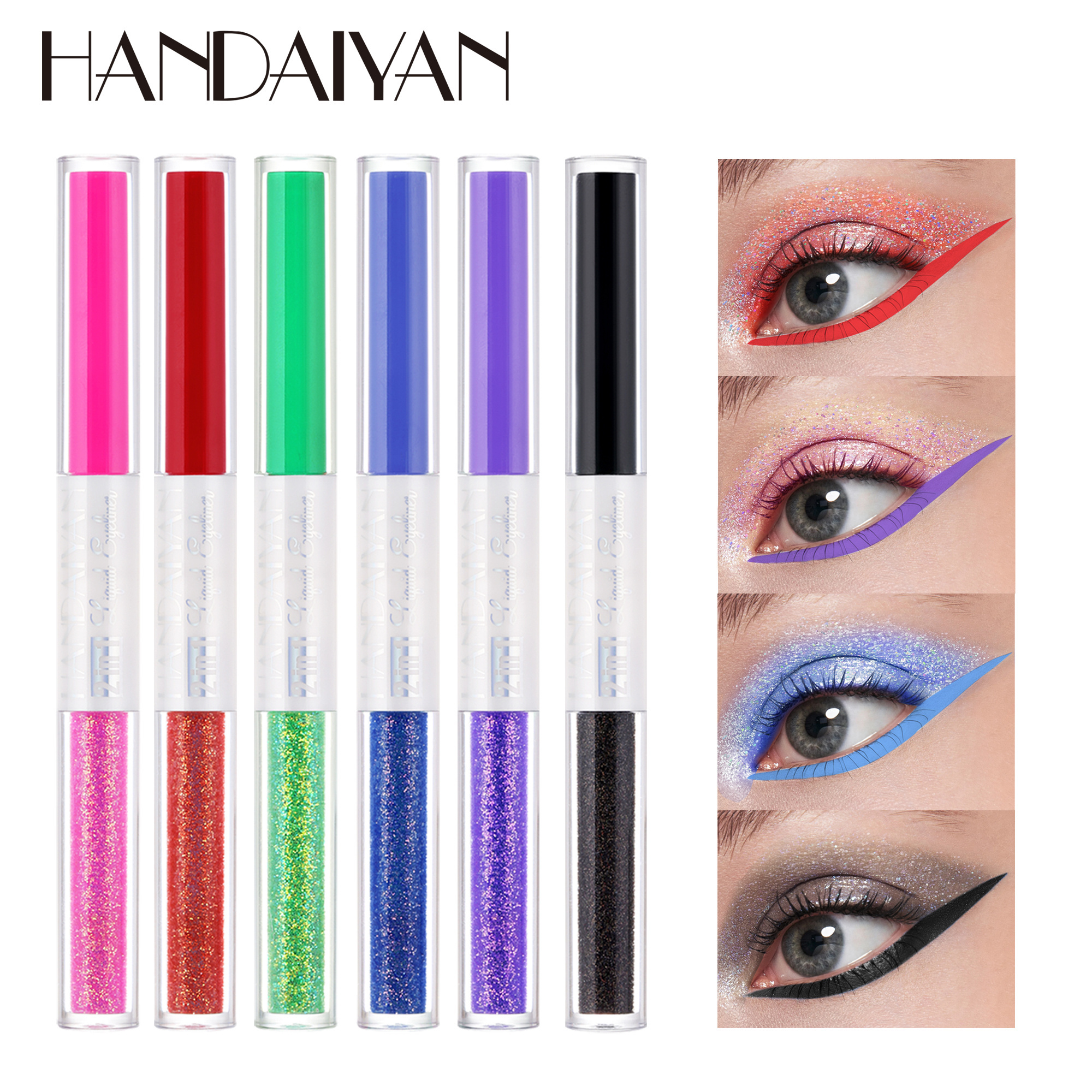 HANDAIYAN Eyeliner Makeup Double Head Eyeliner Extremely Fine Long-lasting Waterproof Brightening Eyeliner Pencil Cosmetics Set