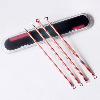 4PCS Blackhead Extractor de cravo Rose Gold Black Dots Cleaner Acne Blemish Remover Needles Set Black Spots Pore Cleanser Tool