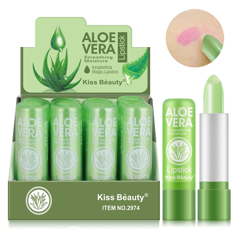 Aloe Vera Lip Balm Moisture Temperature Change Color Lipstick Anti-aging Protection Discolor Lip Balm Lips Care Natural Stick