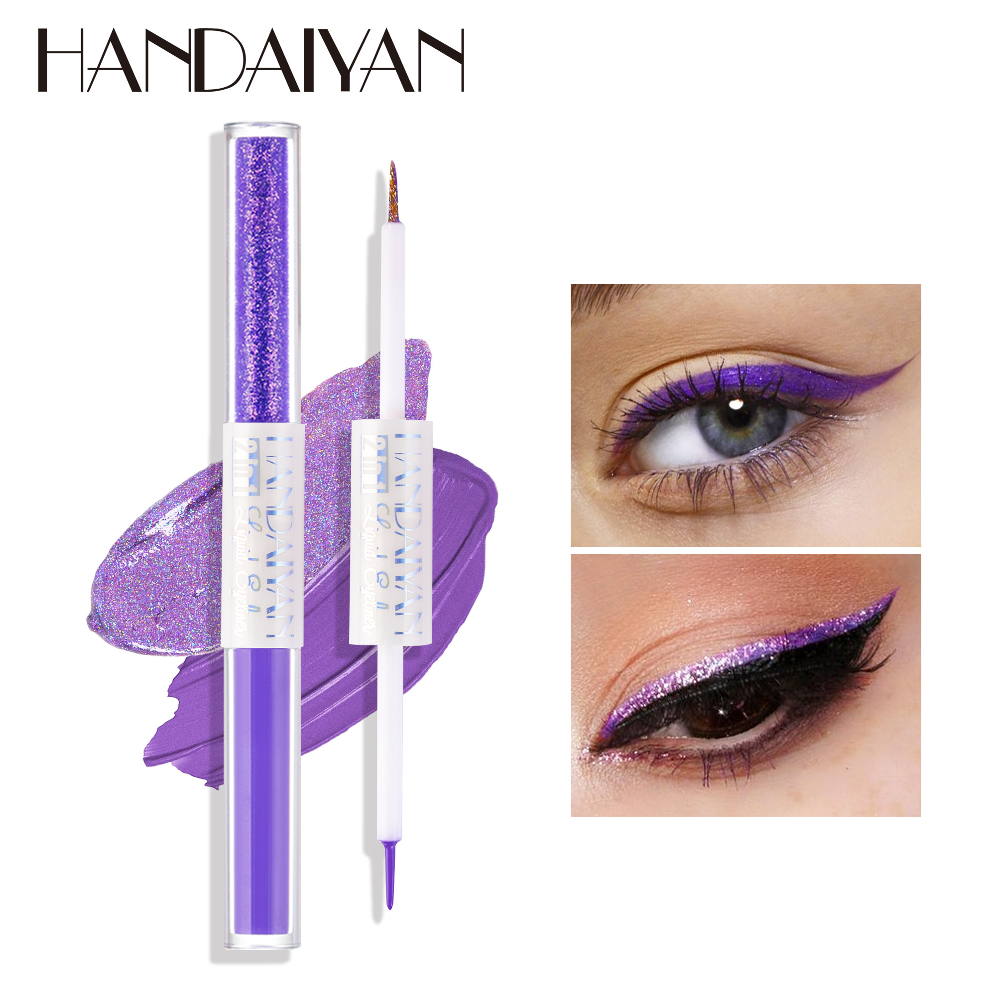 HANDAIYAN Eyeliner Makeup Double Head Eyeliner Extremely Fine Long-lasting Waterproof Brightening Eyeliner Pencil Cosmetics Set