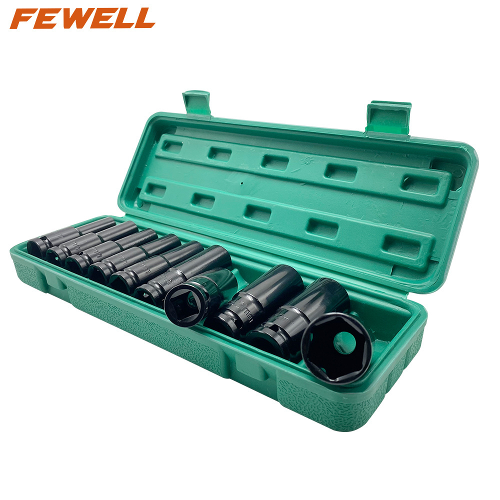 10PCS 1/2 box Hex Wrench Head Spanner Deep Socket set car repair tool ratchet air impact driver deep sockets