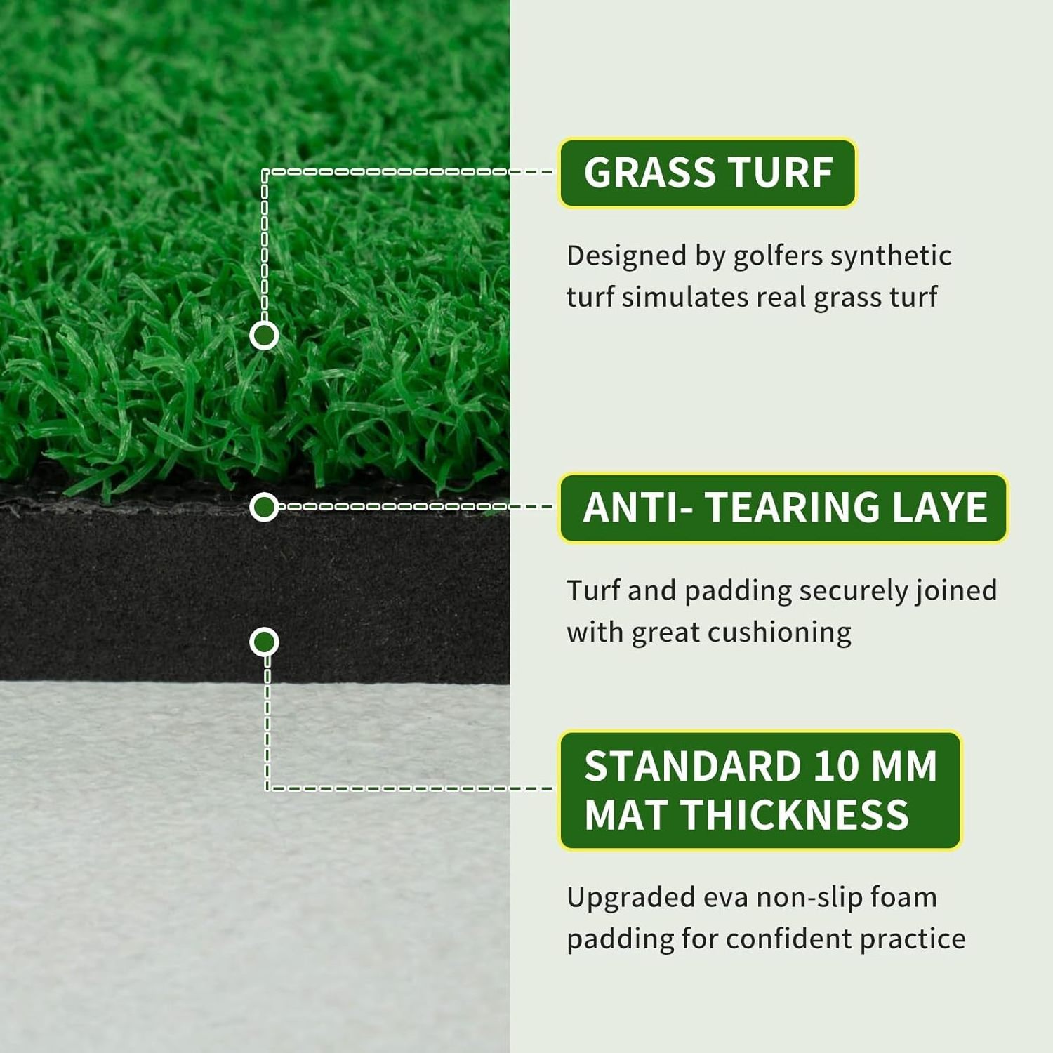 Custom-made Artificial Turf Grass Golf Training Mat Padel Court Golf Hitting Mat With Golf Accessories