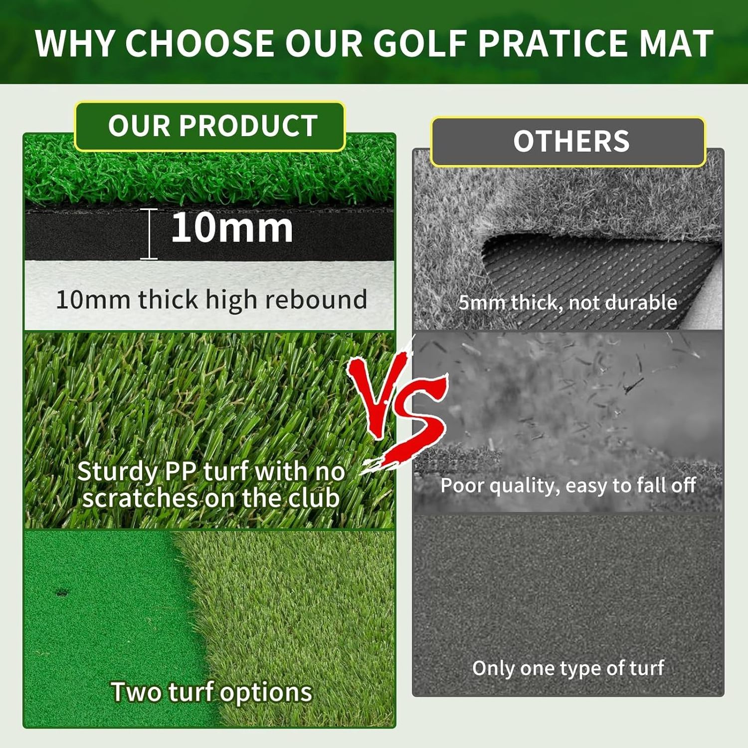 Custom-made Artificial Turf Grass Golf Training Mat Padel Court Golf Hitting Mat With Golf Accessories