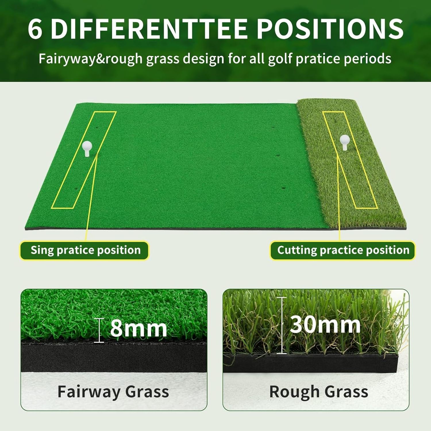 Custom-made Artificial Turf Grass Golf Training Mat Padel Court Golf Hitting Mat With Golf Accessories