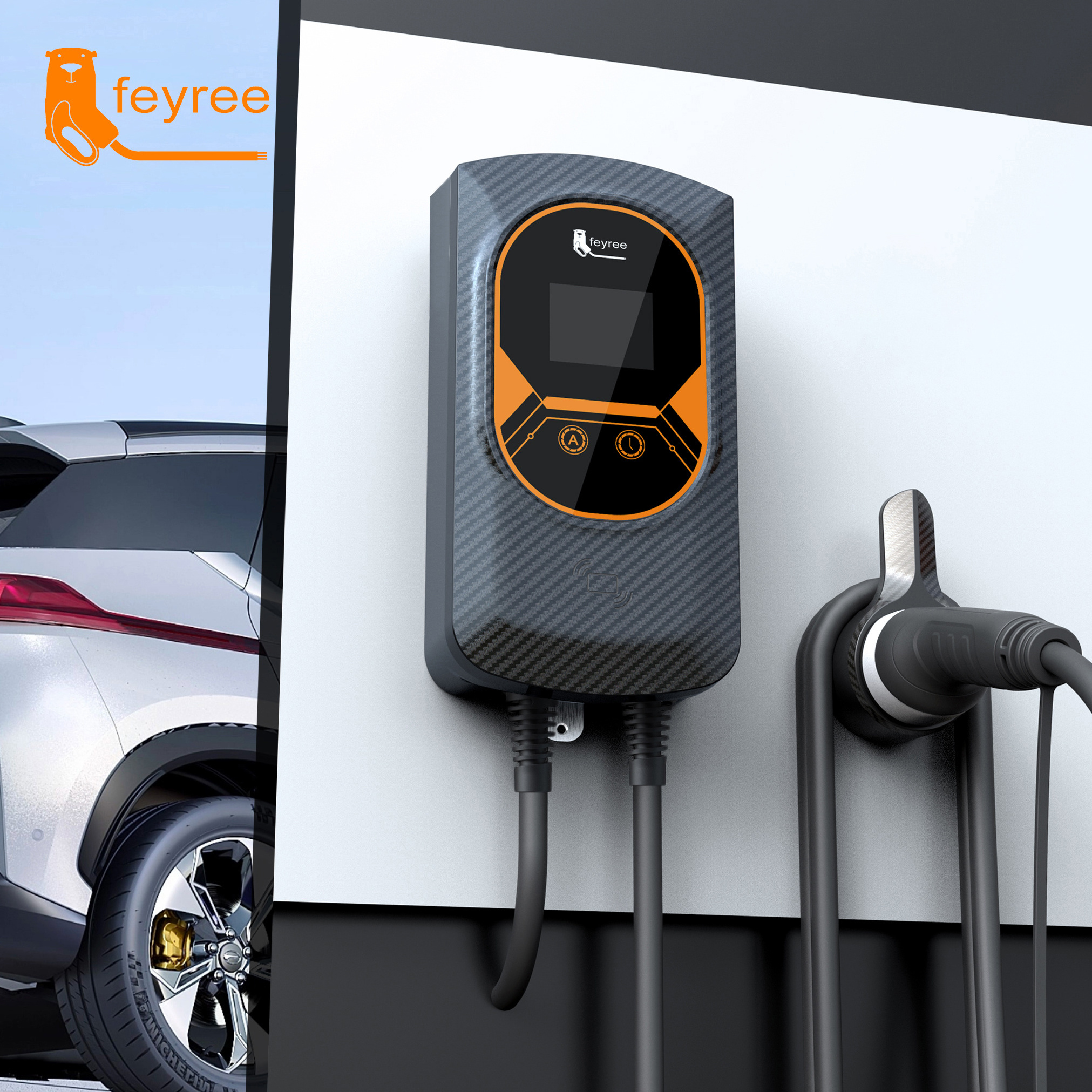 Feyree EV Charger Portable Solar EV Charger 7kw 22kw 32A Wallbox AC app Control EV Fast Car Charging Station