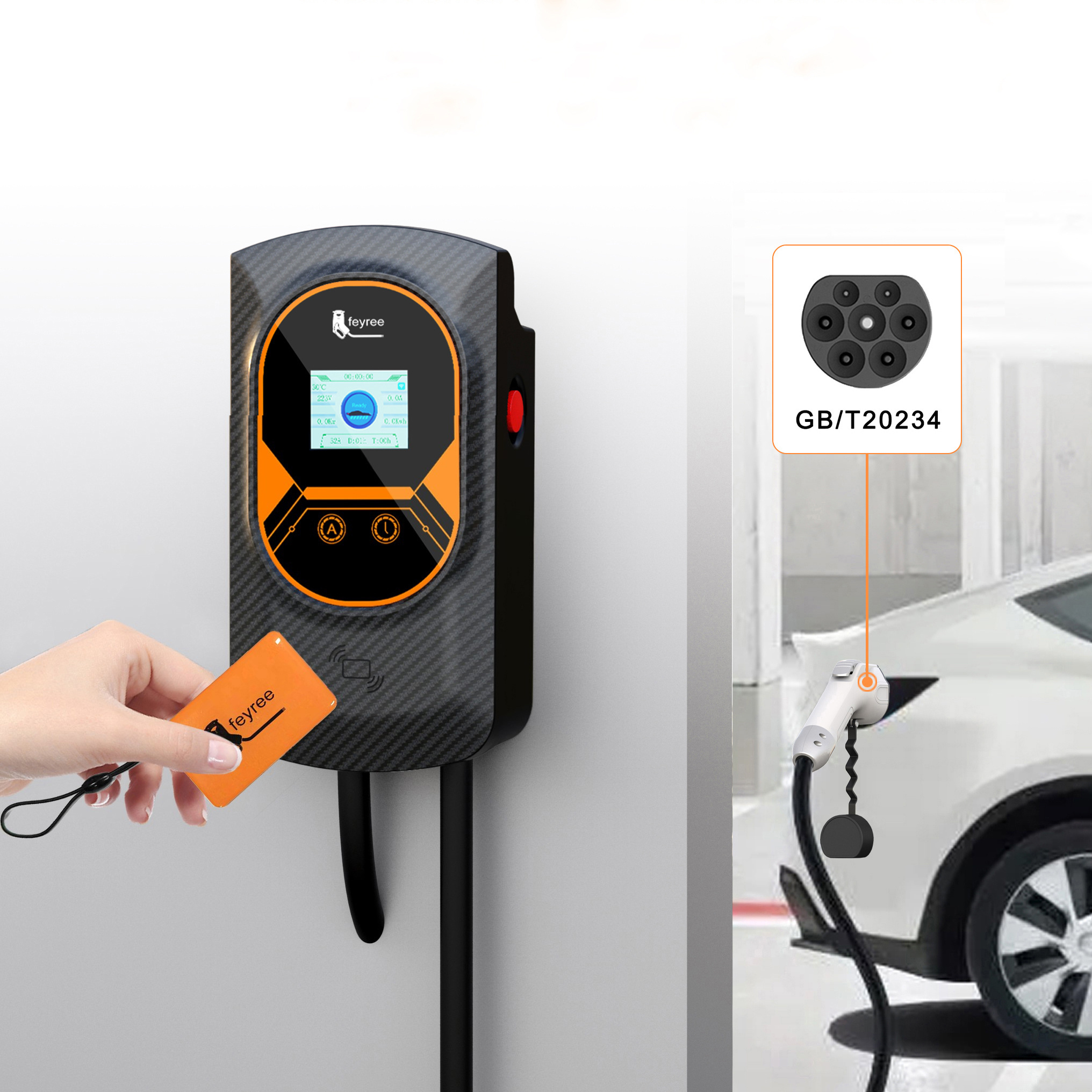 Feyree EV Charger Portable Solar EV Charger 7kw 22kw 32A Wallbox AC app Control EV Fast Car Charging Station