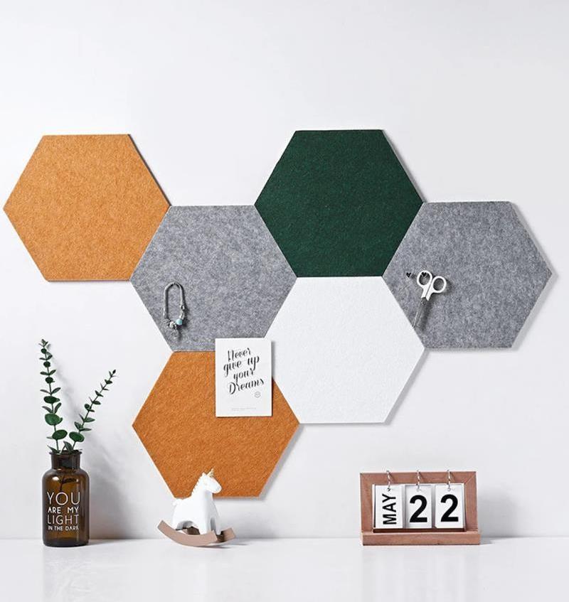 Upholstered wall panel Polyester Fiber PET Felt wall acoustic panel Hexagon wall panel