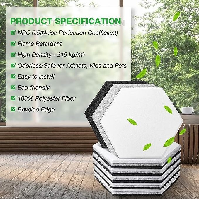 FEYT Top Grade Hexagon Studio Sound Absorbing PET Felt Polyester Fiber Acoustic Panel