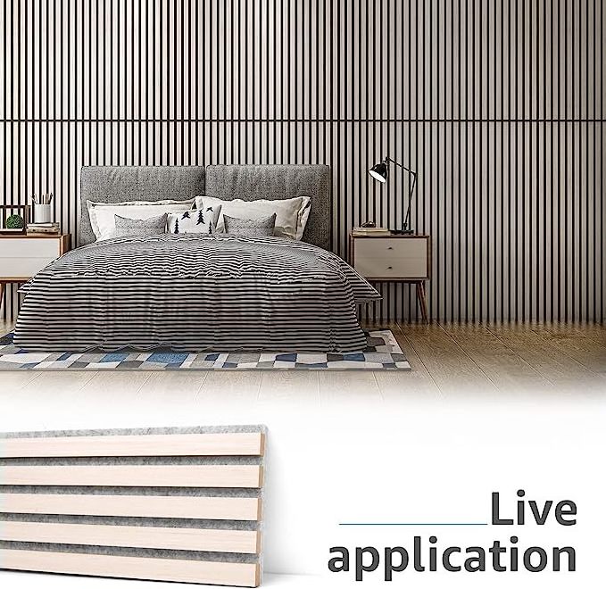 FEYT  White Anti Noise Cancelling Sound Absorbing panel Cladding Board Acoustic Wood Slats Wall Panels