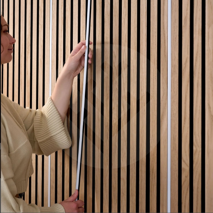 LED Timber Oak Ripado 3D Panels Acoustical Wooden Akupanel Acoustic Wall Panels