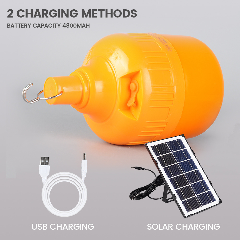 150W USB Rechargeable Solar Panel Mosquito Repellent Lamp Orange Color Mosquito Camping Light Bulb Remote Control Waterproof LED