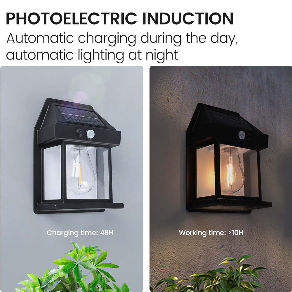 Lamp Incandescent Light Bulb Solar Wall Light Solar Powered Motion Sensor Tungsten NEW for Outdoor Waterproof 3 Modes Warm White