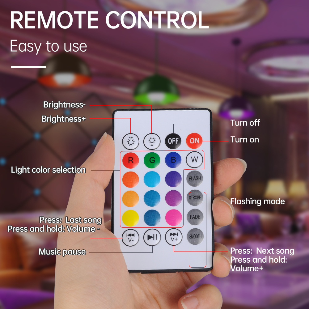 NEW musical christmas lights 15W LED Disco Light Bulb Remote Control AC110-265V RGB Colors E27 music light bulb with Speaker