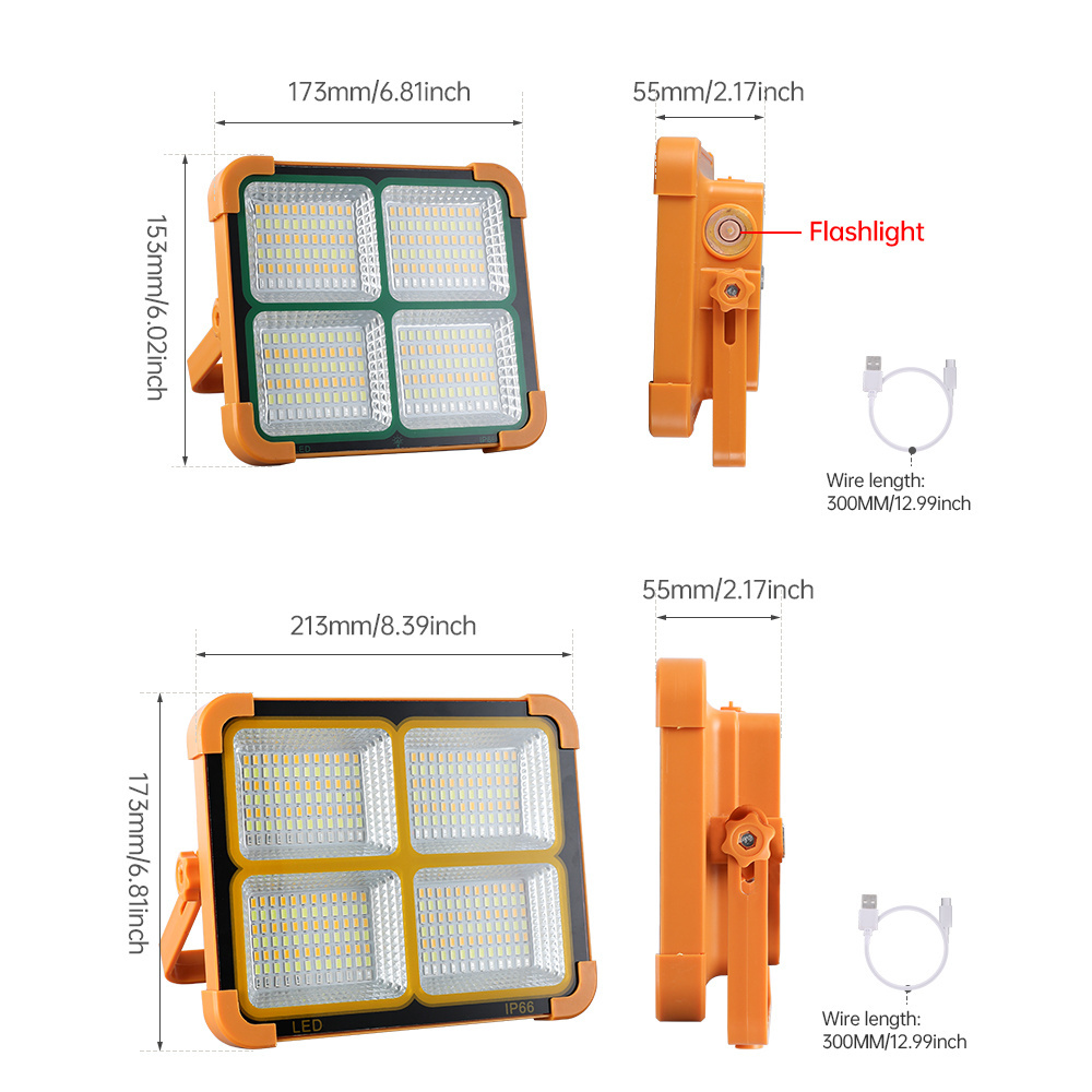 NEW Portable Multi-functional Emergency Work Light 100w portable solar power bank200W outdoor solar flood light for camping