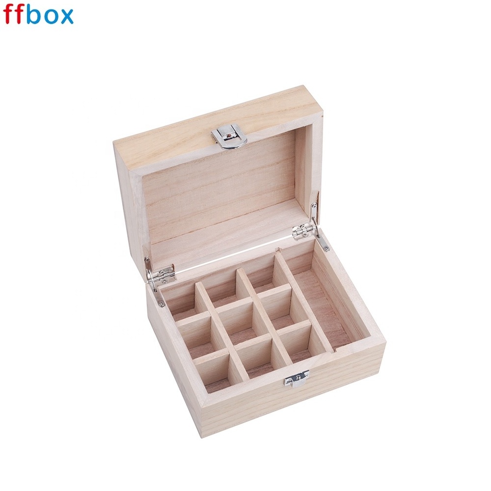 Pine Wood or Paulownia Wood Custom Case Display Perfume Essential Oils Bottle Box