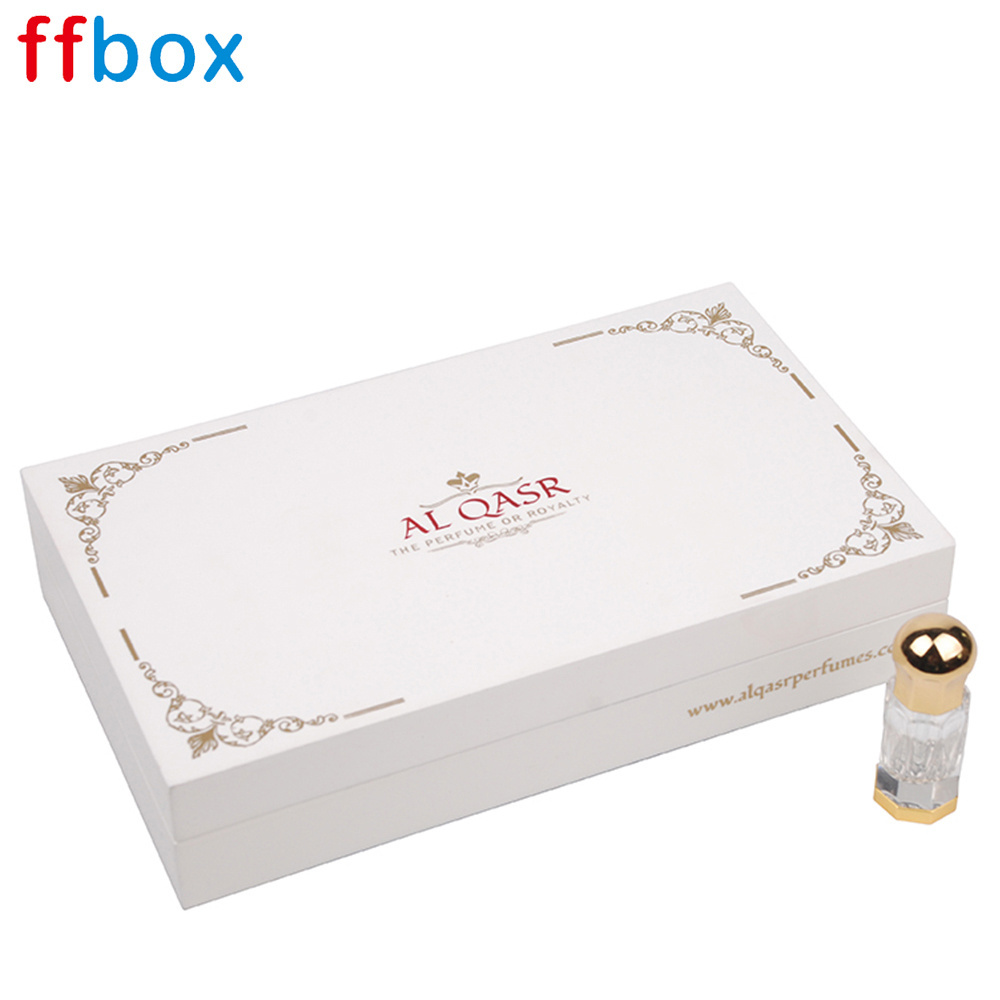 Manufacturer Design Piano Lacquer White Colour High Gloss 3ml 3 bottle spray Perfume Wooden  Box