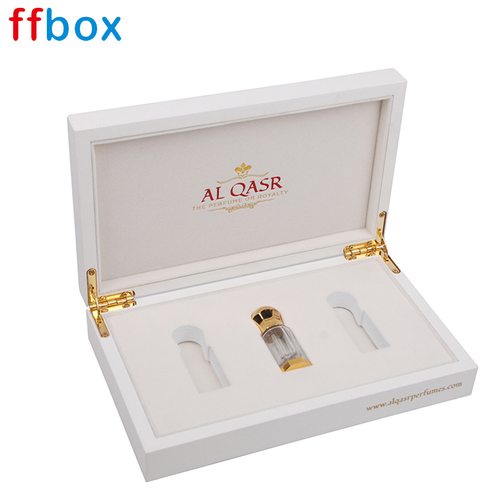 Manufacturer Design Piano Lacquer White Colour High Gloss 3ml 3 bottle spray Perfume Wooden  Box