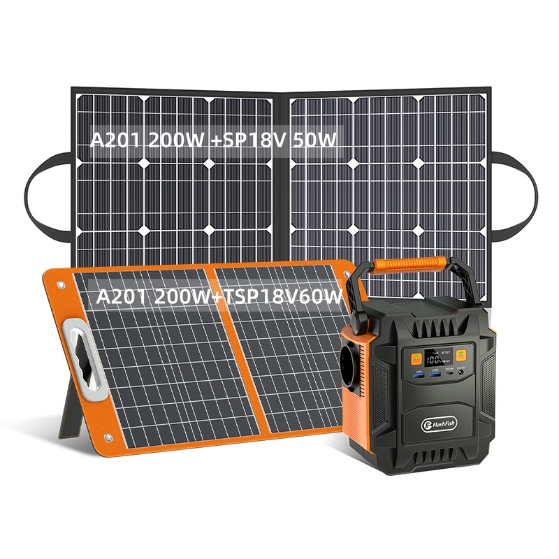 Flashfish Completed Sets Best 200 Watts Low Price Portable Power Station Solar Generator with 50W 60W Solar Panel