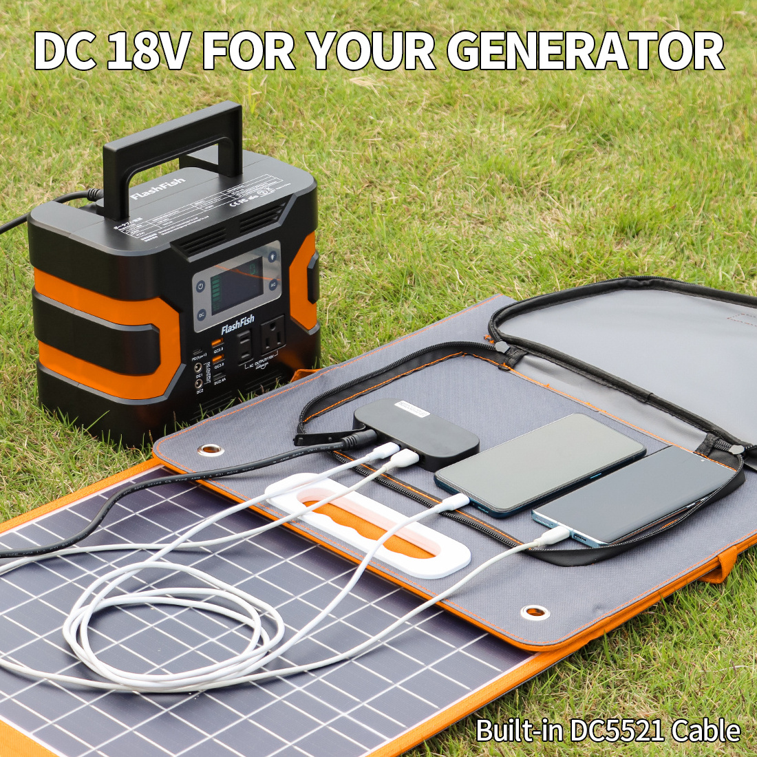 Light and convenient Solar Panel small Mobile Phone Charger 60W camping generator