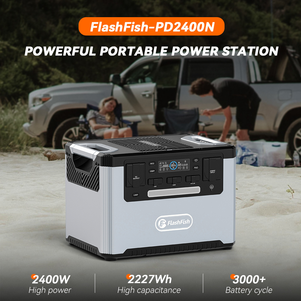 Flashfish Electric Electricity Outdoor 2400W Power Station Portable Solar Generator kit 2000W with Panel Completed Set for Home