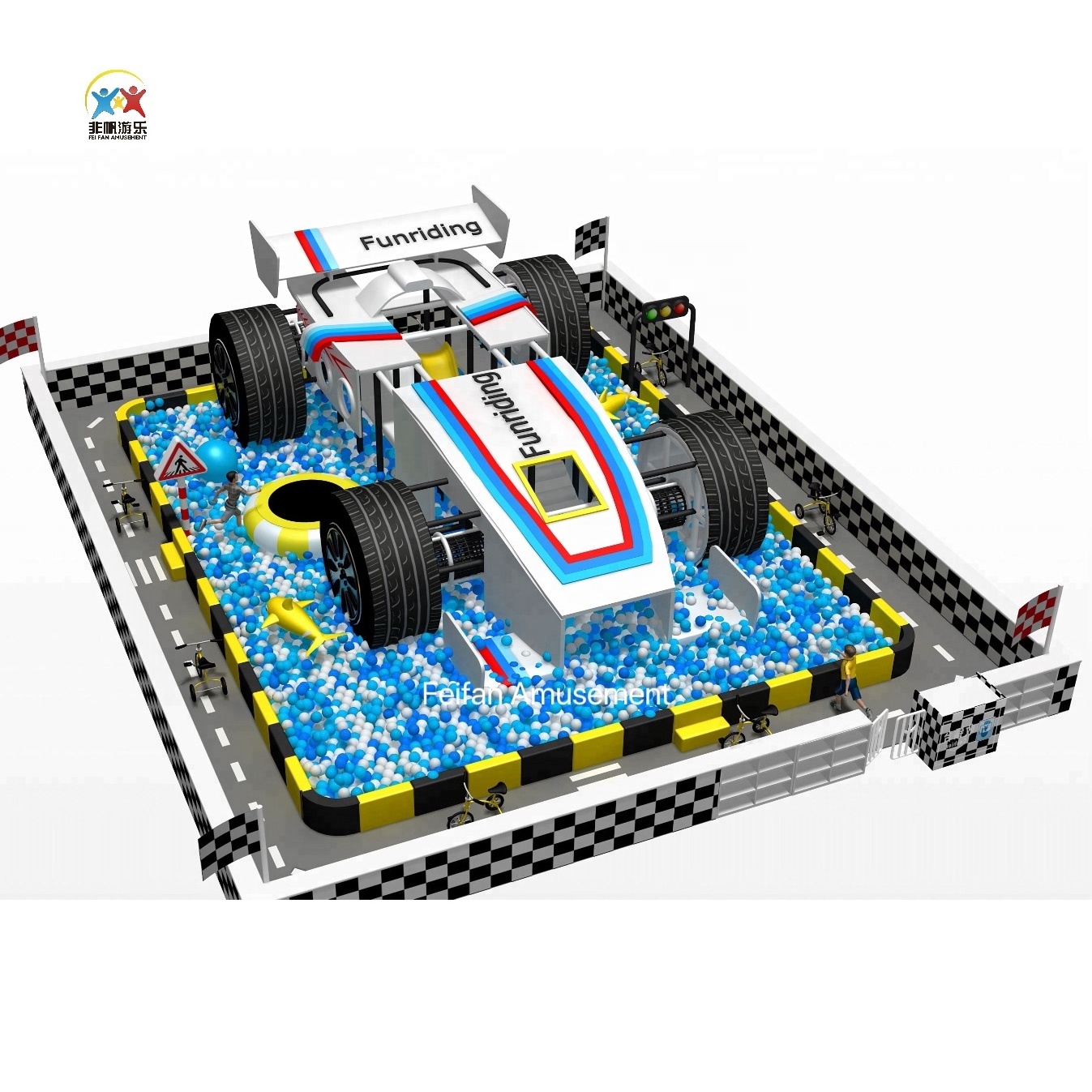 Ultimate Racing Car Set Playground Indoor Play Area Children Exciting Soft Games Customized by Chinese Factory