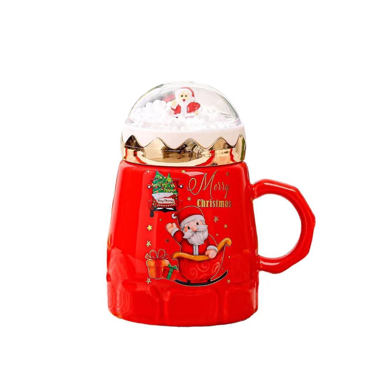 Low Moq High Quality Red Pottery Decals Mugs Coffe Ceramic Mug For Sublimation Christmas Cup Gift Set