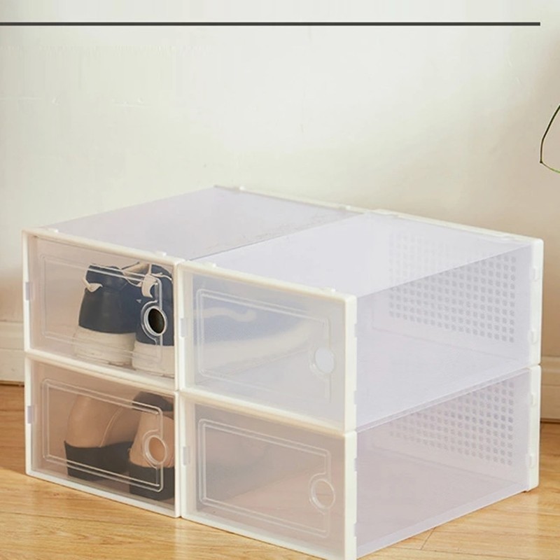 Plastic Storage Shoe Box Plastic Sneaker Stackable Storage Transparent Shoe Box Plastic Storage