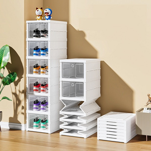 Free Installation Foldable Weight-Bearing kids storage Plastic Transparent Shoe Rack Cabinet Storage Box Organizer