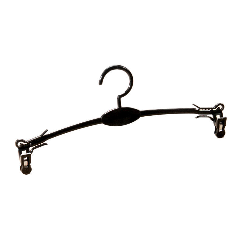 Wholesale High Quality Plastic Coat Hanger Custom Logo Matt Black Hangers With Clips