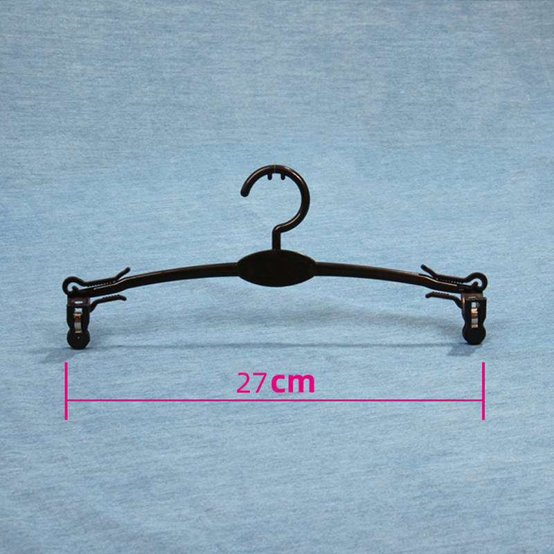 Wholesale High Quality Plastic Coat Hanger Custom Logo Matt Black Hangers With Clips