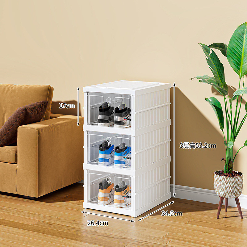 Free Installation Foldable Weight-Bearing kids storage Plastic Transparent Shoe Rack Cabinet Storage Box Organizer