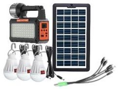 GP Solar Lighting Kits Portable Solar Power Station Light With Mobile Charging Radio & Fan Solar Home System_Green Power