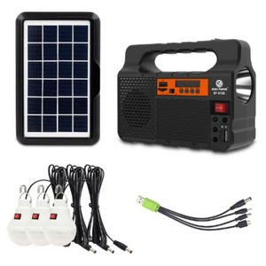 GP Solar Lighting Kits Portable Solar Power Station Light With Mobile Charging Radio & Fan Solar Home System_Green Power