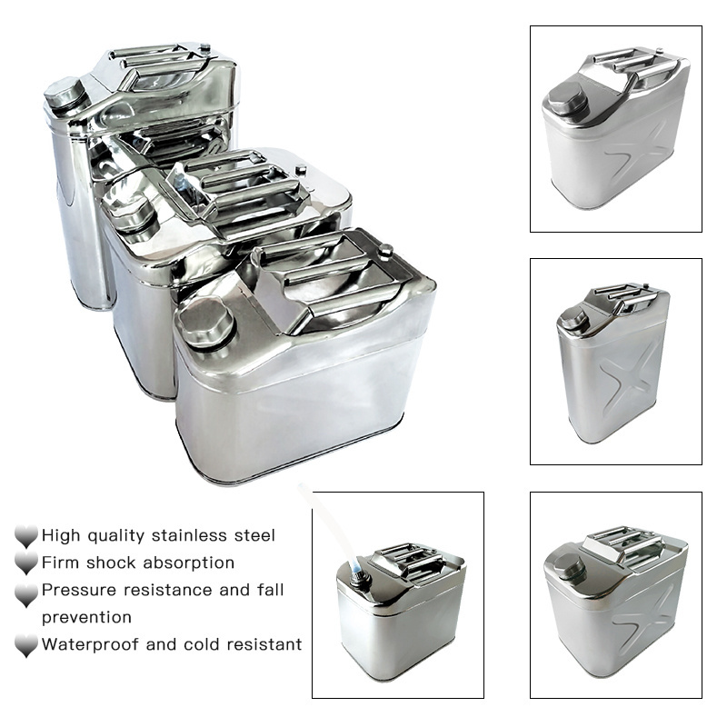 Stainless Steel Jerry Can 10/20/30 Liter Gasoline Gas Fuel Can Backup Gas Caddy Tank Diesel Tank