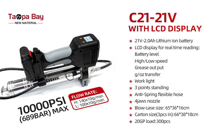 Portable Rechargeable LCD Display Electric Grease Gun Cordless Grease Guns Electric Automatic Battery 10000PSI 12 Colour Box OEM